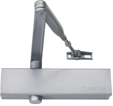 Bricard 6201207 Ferme-Porte hydraulique force 2-4 (80kg), bras standard, CE, Coupe-Feu, conforme à la norme en 1154, Argent