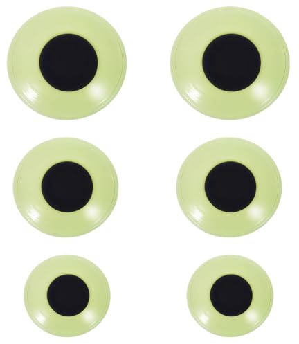 Ouligay 6 Stück Fluoreszierende Selbstklebend Wackelaugen Groß 5/8/10cm Runde Wiggle Googly Augen Kunststoff Puppe Augen Leuchtende Kulleraugen Selbstklebend Groß für DIY Scrapbooking Handwerk