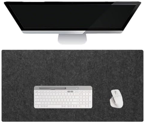 Sous-main de bureau extra large en feutre antidérapant, doux, durable, résistant à l'eau et aux rayures, pour bureau à domicile, pour travail à domicile, 60 x 30 cm, noir