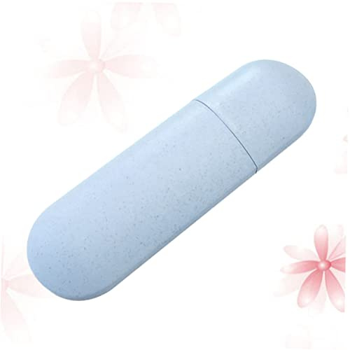 SOPOTUTU Estuche Portátil para Cepillo y Pasta Dental Material PP y Trigo Sanitario y Duradero Color Azul Nórdico para Higiene Bucal Viajes y Camping