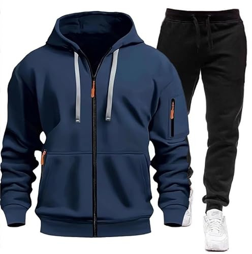 Tuta Uomo Completa Leggero Cotone Felpa Con Cappuccio E Zip E Pantaloni Completo Set Tracksuit Suit Casual Sportivo Tute Da Lavoro Taglie Forti Firmate Tuta Ginnastica Casa Running Outwear