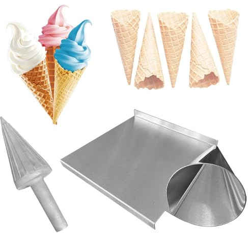 Ice Cream Waffle Cone Roller, Waffle Cone Maker Tool, Stainless Steel Waffle Cone Shaper Tool with Cast Aluminum Body, Nonstick Roll Maker Mould, Clear Texture and Reusable