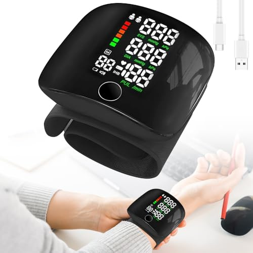 KBIBCK Blutdruckmessgerät Handgelenk, Blutdruck Messgerät Handgelenk mit LCD-Bildschirm, Automatische Handgelenk Blutdruckmessgeräte mit 99x2 Lesespeicher, Automatische Sprachausgabe für Heim, Reisen