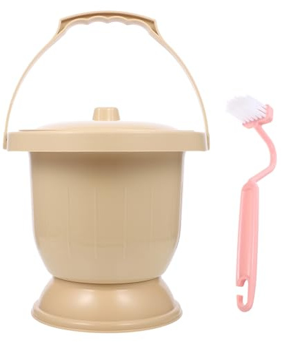 Orinatoio Portatile Coperchio, Secchio Domestico in Plastica, 1 Pezzo | Casa e Viaggio, Facile da Pulire, Spazzola Inclusa, Colore Kaki, per Adulti e Anziani Colore Casuale