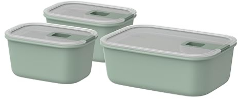 Mepal - Frischhaltdosen set 3-teilig EasyClip - Schüssel mit Deckel und Schiebeverschluss - Geeignet für Mikrowelle, Dampfgarer, Kühl- und Gefrierschrank - Luftdicht - 2x 450 + 1000 ml - Nordic sage