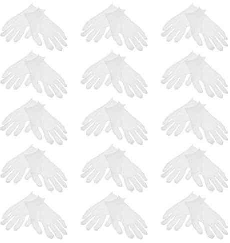 STOBAZA Hydrating Gloves Cotton 15 Pairs White Gloves for Nighttime Skincare and Moisturizing Treatment 21Cm Length for Men Women