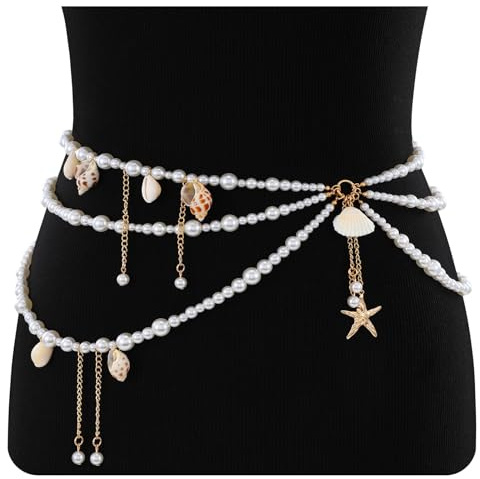 ZenithBurst Muschel Schmuck Bauchkette, Muschelkette Damen, Muschelkette, Strand Bauchketten, Boho Muschel Schmuck für Bikini & Sommer
