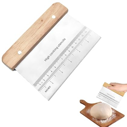 ZXfad 15cm Dough Scraper is a Pastry Scraper With a Wooden handle and a Food Grade Stainless Steel Blade, Suitable for Cutting Bread and Pizza Dough.