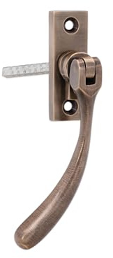 Infinity Decor Victorian Spoon End Window Fastener Peardrop Espag Handle for Wooden/Timber Windows in Antique Brass Finish – LH