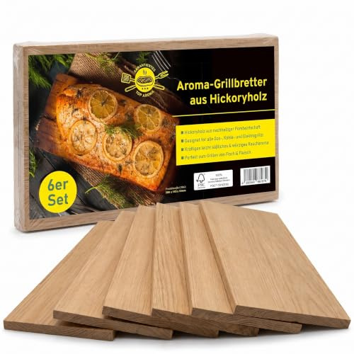 Campingman Tavole per affumicatura XXL in legno di noce, confezione da 6 pezzi, per barbecue aromatico e affumicatura per pesce, carne e barbecue, per barbecue a gas, a carbone ed elettrico, aroma di