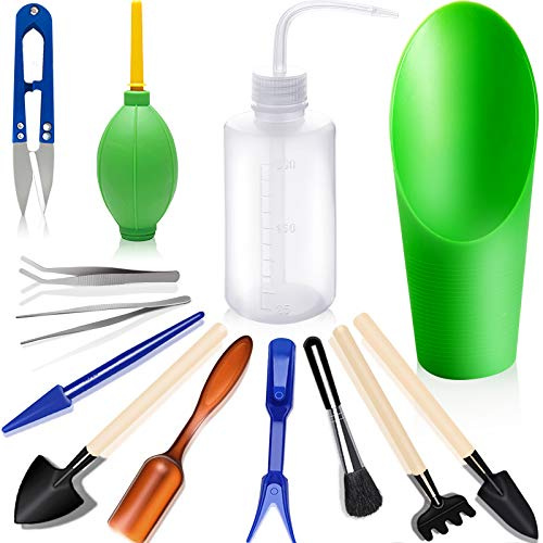 Thee-home 13 teilig Mini Garden Hand Tools Umpflanzen Werkzeuge Sukkulente Werkzeug Miniatur Bepflanzen Garten-Werkzeug-Set für innen Miniatur Fairy Garden Plant Care