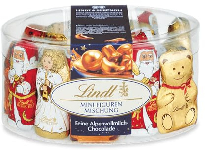 Lindt Schokolade Mini Figuren Mischung | 12 x 200 g | Mini Mischung aus feinster Vollmilch Schokolade | Schokoladen-Geschenk zu Weihnachten | Weihnachtsschokolade