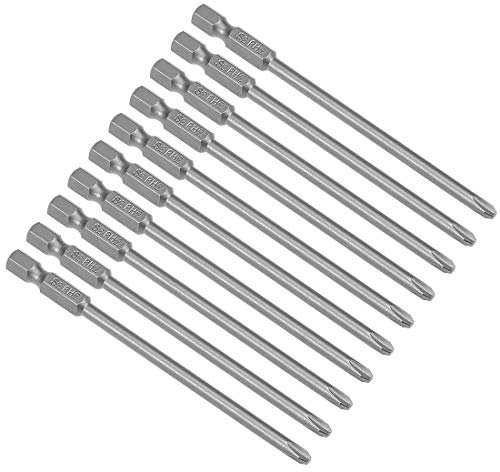 sourcing map Embout de Tournevis Cruciforme PH1 Magnétique S2 H1/4 x 100 x 4PH2 10Pcs