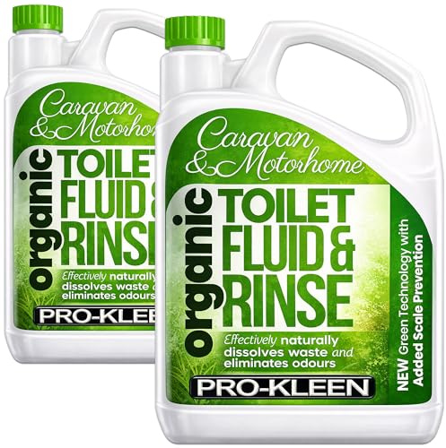 Pro-Kleen Organic Caravan Toilet Chemical Fluid Rinse Green Solution Cleaner 4L for Caravan and Motorhomes - Eco-Friendly, Formaldehyde Free - 4 Litres
