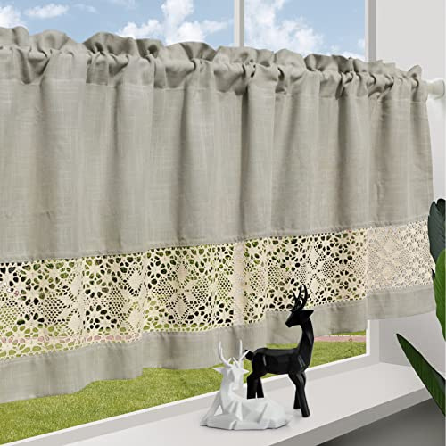 choicehot Gehäkelte Spitze Kurzstores Bistrogardine Kurzvorhang, Landhaus Scheibengardine, Küchenvorhänge, Vintage Baumwoll und Leinen Gardinen, Kurz Kleine Fenster H×B: 60×140cm 1 Stück