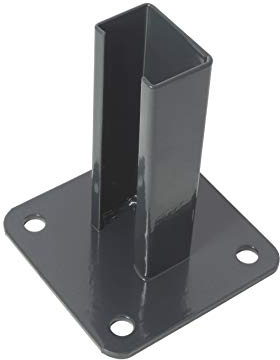 Bodenplatte, grün RAL 6005 / anthrazit RAL 7016, 125x125mm für 60x40 mm Pfosten Doppelstabmatten- Stabmattenzaun (anthrazit - RAL 7016)