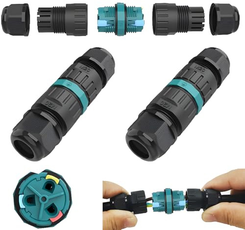 CTRICALVER Outdoor Cable Connector, IP68 Waterproof Junction Box, M20 M25 Sleeve Coupler, AWG 20-13 2PIN 3PIN Docking Cable Connection black