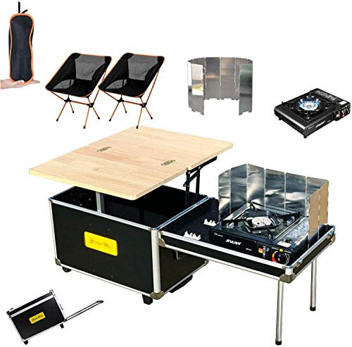 MNSSRN Outdoor Car Mobile Kitchen Console, 55 Liter Multifunktionale Falten Tragbare Camping Picknick Tee Tabelle Aufbewahrungsaufbewahrungsbox Faltende Herd,C