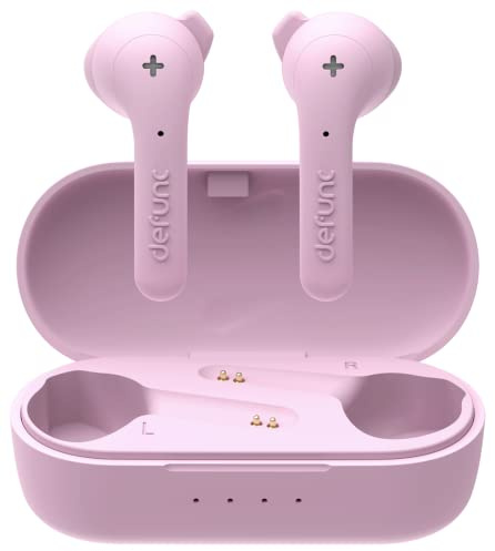 Defunc True Music Auricolari Wireless - Suono Cristallino, Alta Qualità del Microfono, Batteria Lunga Durata, Custodia di Ricarica Portatile, Comandi Touch, Resistenti all'Acqua e al Sudored, Rosa