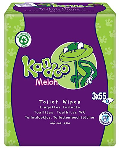 Kandoo - Toallitas de melón húmedas desechables para niños, 55 unidades, lote de 3