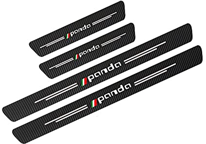 HBKJ 4 Pièces Voiture Seuil Porte Fibre Carbone Plinthes, Anti-Rayures Couverture Pédale Protection Accessoires Style Voiture pour Fiat Panda 2021 2020 2019 2018 2016