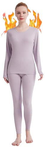 Thermal Underwear Women Long Johns Womens Thermal Underwear Sets Solid Ultra Soft Base Layer Gifts with Box (Lilac, Large)