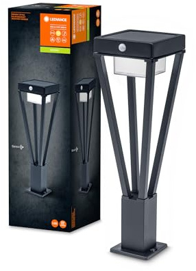 LEDVANCE ENDURA SOLAR BOUQUET GARDEN SENSOR 50cm – moderne solar Wegeleuchte mit Bewegungsmelder, außenTerrassenbeleuchtung und Gartenleuchte, 6W, 3000K, 200-550 Lumen, IP44, schwarz