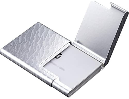 YHRJ Tragbarer Visitenkartenhalter mit großem Fassungsvermögen für Männer und Frauen, Einfache 1/2-teilige Kartenaufbewahrungsbox aus Metall, Design mit seitlichem halboffenem Deckel