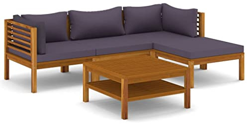 vidaXL 5-TLG. Garten-Lounge-Set mit Auflage Massivholz Akazie