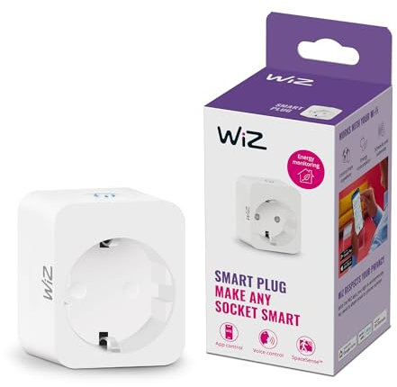 WIZ Smart Plug, Blanc, Connexion WI-Fi, Contrôle possible par la voix ou par l'application WIZ, Prise connectée idéal pour contrôler vos lampes et appareils non-connectés