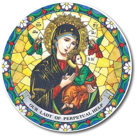 Our Lady of Perpetual Help suncatcher stained glass window sticker reusable 6 inch sun catcher