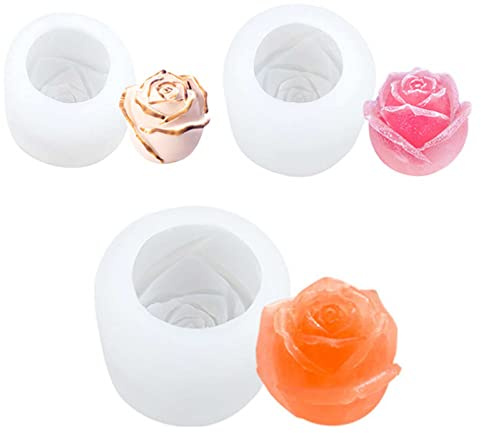 MISNODE 3D-Rosen-Silikonform, Eiswürfelform, 4 Stück, Eiswürfelform, Silikon, Rosenform, Eiscreme-Form, Blumen-Rosenform, Eiscreme-Ball-Maker