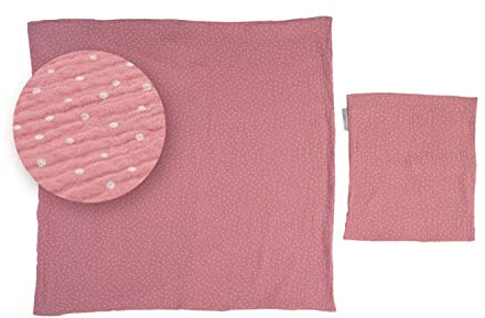 ULLENBOOM ® Babybettwäsche 80x80 cm Musselin Rosa - 2 Teile (komplett): Baby Bettwäsche 80x80 cm & Kissenbezug 35x40 cm, Baby Bettset für das Babybett aus 100% Baumwolle