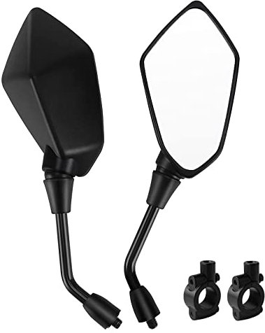 Hotiko Universal Motorcycle Mirrors 10mm with 22mm Handlebar Mount Clamps for Kawasaki Suzuki Honda Victory Cruiser Chopper