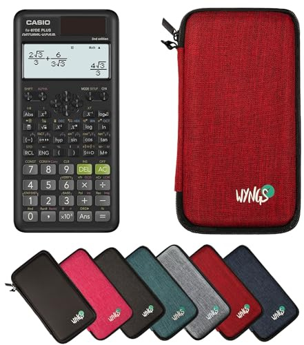 Casio fx-87DE Plus 2nd Edition inkl. WYNGS Schutztasche Rot - Wissenschaftlicher Taschenrechner - Basic Set