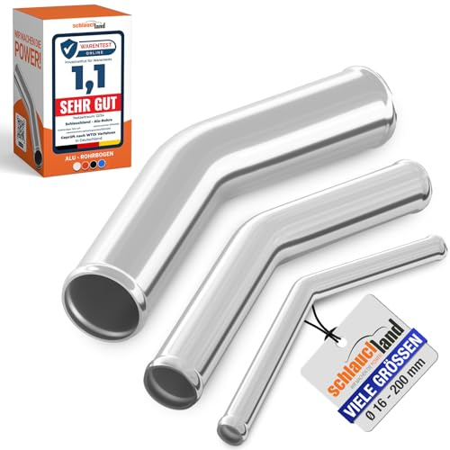 1 Stück Alu-Bogen 30°Grad AD-Ø 54mm blank Alurohr poliert & gebördelt Alu Rohrbogen | AUSWAHL 1-10 Stück & 13-200 mm Außen-Durchmesser | Aluminium Rohr Winkel Motor KFZ LLK Bogen Turbo | PREMIUM