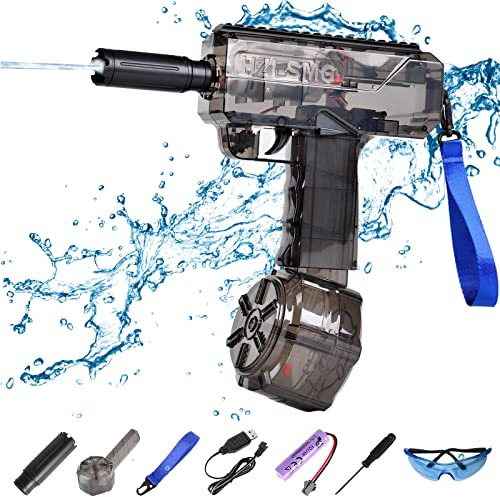 Pistola ad acqua elettrica per bambini adulti - Pistola ad acqua Uzi - 2023 giocattoli acquatici estivi - Portata fino a 32 piedi - Super One Button Automatic Squirt Guns (nero)