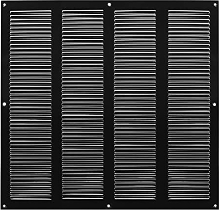400x400mm Ventilationsgaller i Svart Stål med Myggskydd - Metallgaller för Ventilation