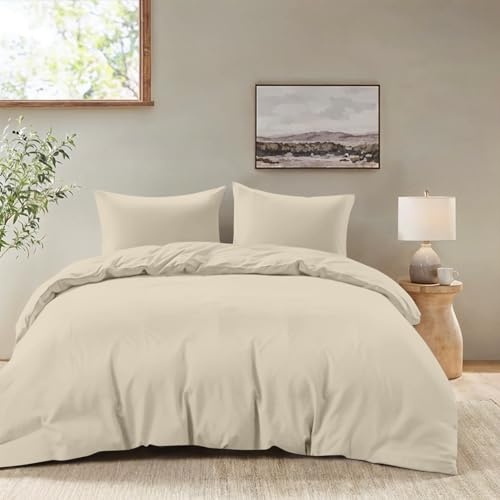 Dreamzie - Bettwäsche 200x220 + 2 Kissenbezüge 80x80cm - Beige | 100% Mikrofaser · Bettbezug 200x220 · 3 Teile · Reißverschluss · OEKO-TEX · Pflegeleicht · Bügelfrei · Weich · Atmungsaktiv