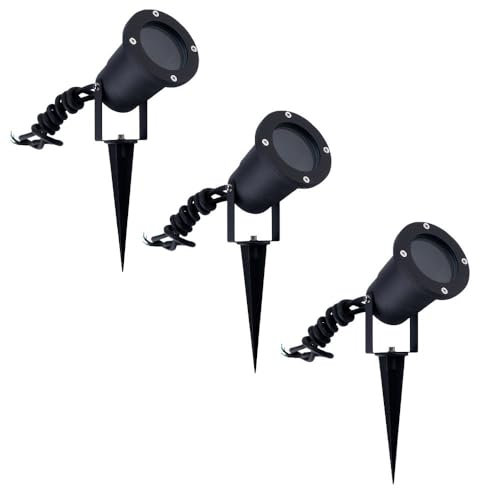 Ledvion - 3X Focos LED de Jardín, Aluminio, IP65, 5W, Casquillo GU10, 1M de Cable, Foco LED, Spots de Jardín