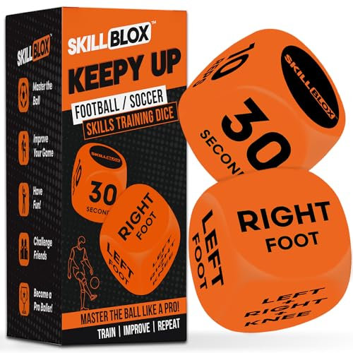 SKILL BLOX Football Keepy Up Training Dice (2 pcs) | Football Gifts for Boys & Girls 9-12 | Training Equipment, Teenage Boy Gifts for 8 9 10 11 12 Year Old | Games for Boys (KEEPY UP DICE)