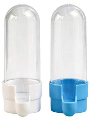 Automatic Bird Water Feeder, 2Pcs Bird Water Dispenser, 90ml Hanging Drinkers, for Parrot, Budgies and Other Birds (White and Blue)