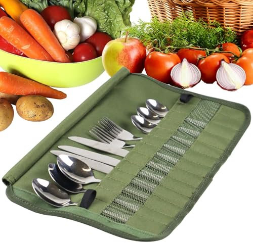 Generic Besteck-Aufbewahrungstasche, Küche, Kochutensilien-Set, Reise-Organizer, Mehrzweck-Besteck-Rolltasche, Camping-Ausrüstung, Bestecktasche für Zuhause, Küche, Reisen, Camping, LK6SF8A5QH3CULCURB