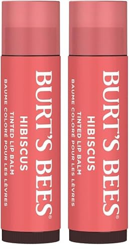 Burt´s Bees Tinted Lip Balm Hibiscus (gefärbter Lippenpflegestift, in neutralem Farbton, sehr dezent, Lippenbalsam, Pflege, natürliche Inhaltsstoffe) 501100 (Packung mit 2)