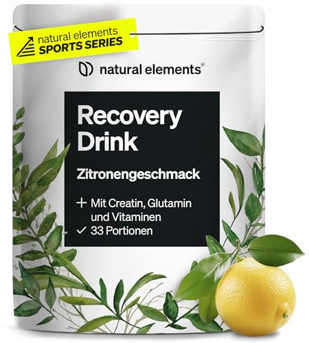 natural elements Recovery Drink Zitrone – 1000g – Regenerations Drink mit Maltodextrin, Whey Protein, Creatin, EAAs, L-Glutamin, Vitaminen und Mineralstoffen – laborgeprüfte Qualität