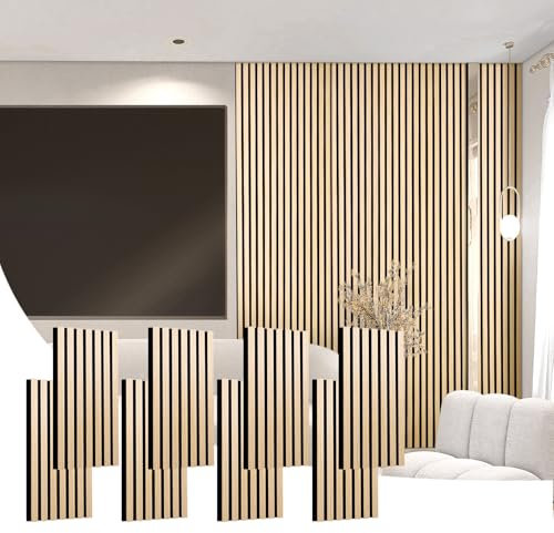 8 Holz-Schallwandpaneele, 60 * 28,5cm Holzlatten-Akustikpaneele Schallabsorbierend, Lärmdämpfende Paneele für Wohnzimmer, Schlafzimmer, Studio, Oak