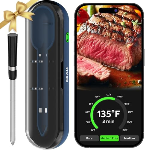 Meat Thermometer Digital Wireless - Remote Instant Temperature Read, Four-Clover Probe, Smart Meat Thermometers for Cooking, Grilling, Smoking, Pro Version