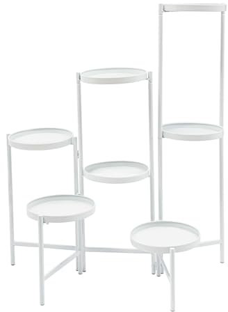 Dokiiovo Pflanzenständer Metall Blumentreppe Modern Blumenständer Regal Zimmerpflanzen Dekorativ Blumenregal Freistehend Pflanzenhalter für Garten, Balkon, Wohnzimmer, Terrasse (7, Weiß)