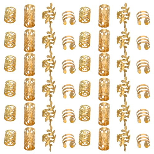 FRCOLOR Haarschmuck Für Zöpfe 40 Stück Dreadlock Zubehör Aus Hohlen Eisenringen Für Damen Und Herren Vielseitige Haarmanschetten Für Dreadlock-Haarverlängerung Und Braids Styling
