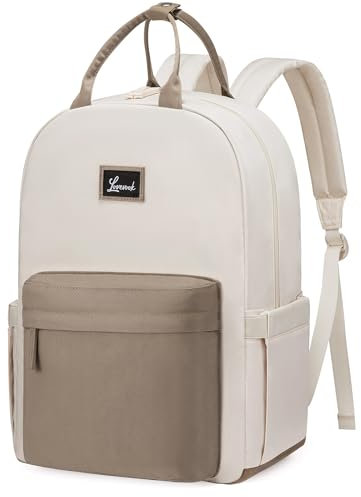 LOVEVOOK Rucksack Damen, Laptop Schulrucksack Teenager Schultasche Mädchen 15.6 Zoll Backpack Women Elegant City Tagesrucksäcke Wasserdicht School Bag Casual Daypacks für Schule Uni Reise, Beige Khaki